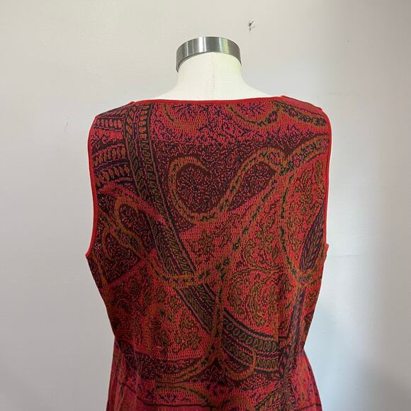 Peruvian Collection Pima Cotton Knit Maxi Dress Sleeveless Red Boho Sz XL - Picture 4 of 8